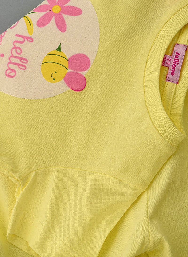 Jelliene Round neck s/slv graphic t-shirt with solid shorts - Image 4