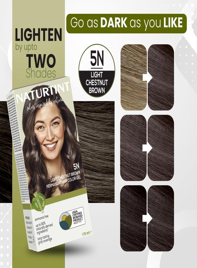 Naturtint Permanent Hair Colour Gel Light Brown 5N|For Optimal Scalp Care| Upto 100% Grey Coverage | Long Lasting Hair Colour | Ammonia Free Vegan| No Parabens| Enriched with Olives & Organic Shea Butter - Pack of 2 - Image 4