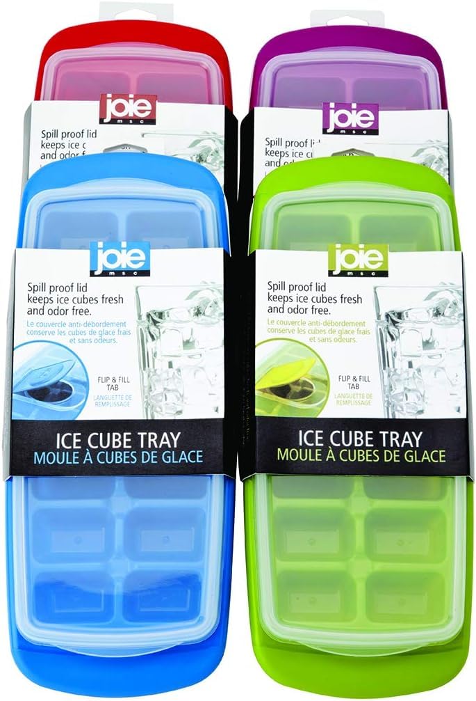 Joie Standard Ice Cube Tray, Covered and Stackable, No-Spill Removable Lid, Pop Open Door for Easy Refills, Keeps Ice Fresh, Freezer Durable, Dishwasher Safe, Colors May Vary - Image 2