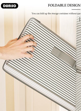 3 Pack Closet Storage Box with Zipper Lid, Dust Proof Attic Fabric Storage Box, Foldable Closet Storage Bins with Durable Handles, Wardrobe Clothes Organizer with Lid, Storage Basket for Seasonal Garment Organizer for Home, Closet, Office - view 5