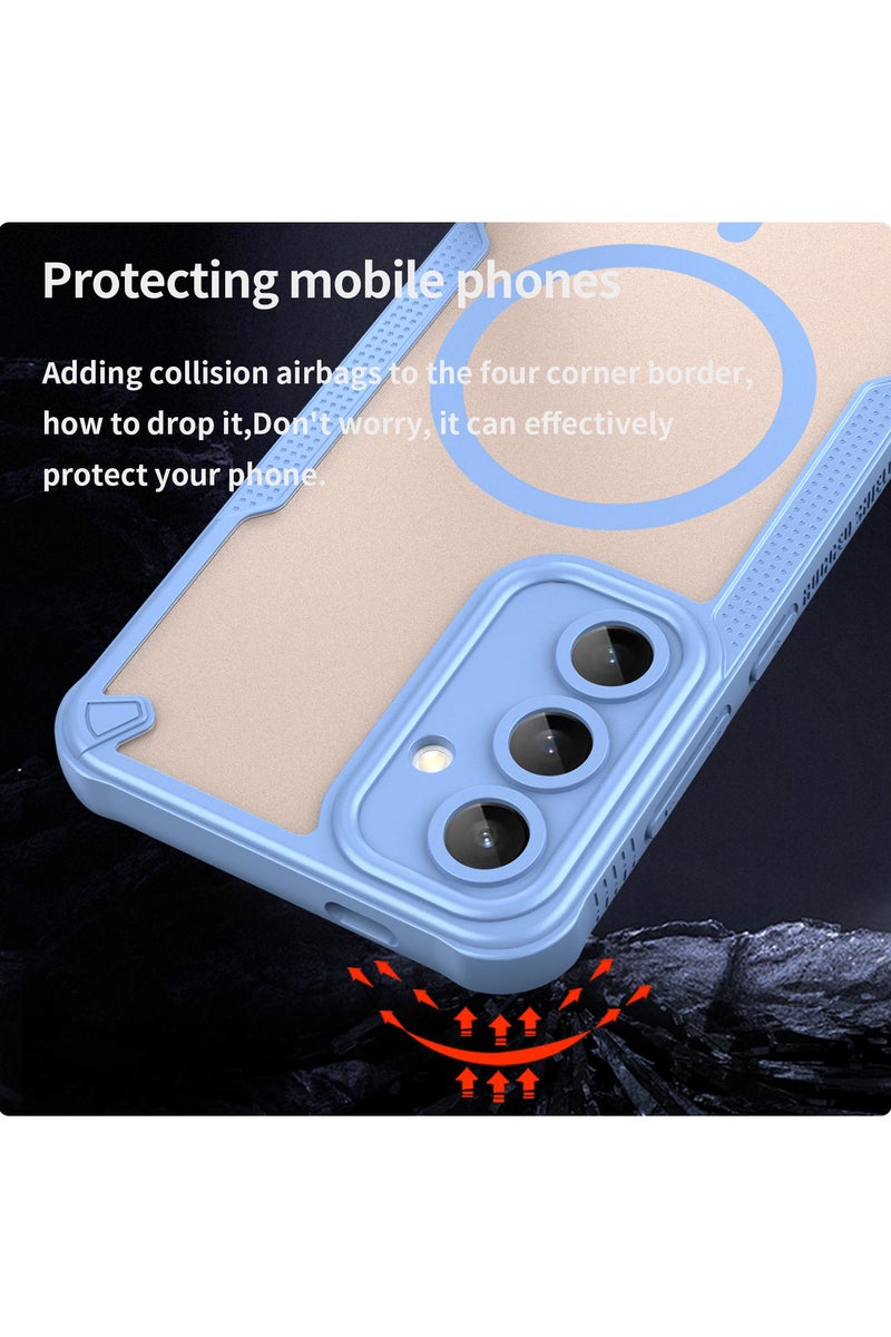 Cover For Samsung Galaxy S25 Plus Armor Glaze MagSafe Magnetic Phone Case Raised edges around the screen and camera lens help prevent scratches - Blue - Image 3