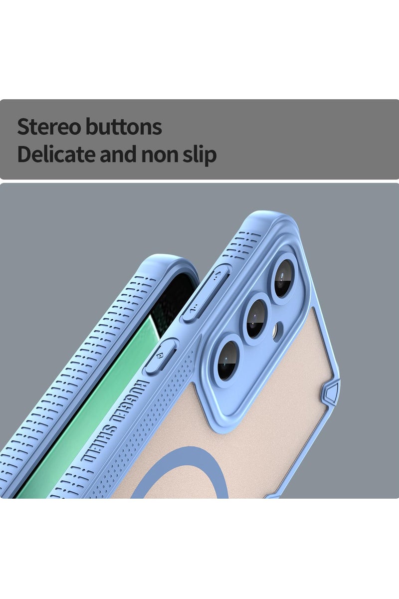 Cover For Samsung Galaxy S25 Plus Armor Glaze MagSafe Magnetic Phone Case Raised edges around the screen and camera lens help prevent scratches - Blue - Image 5