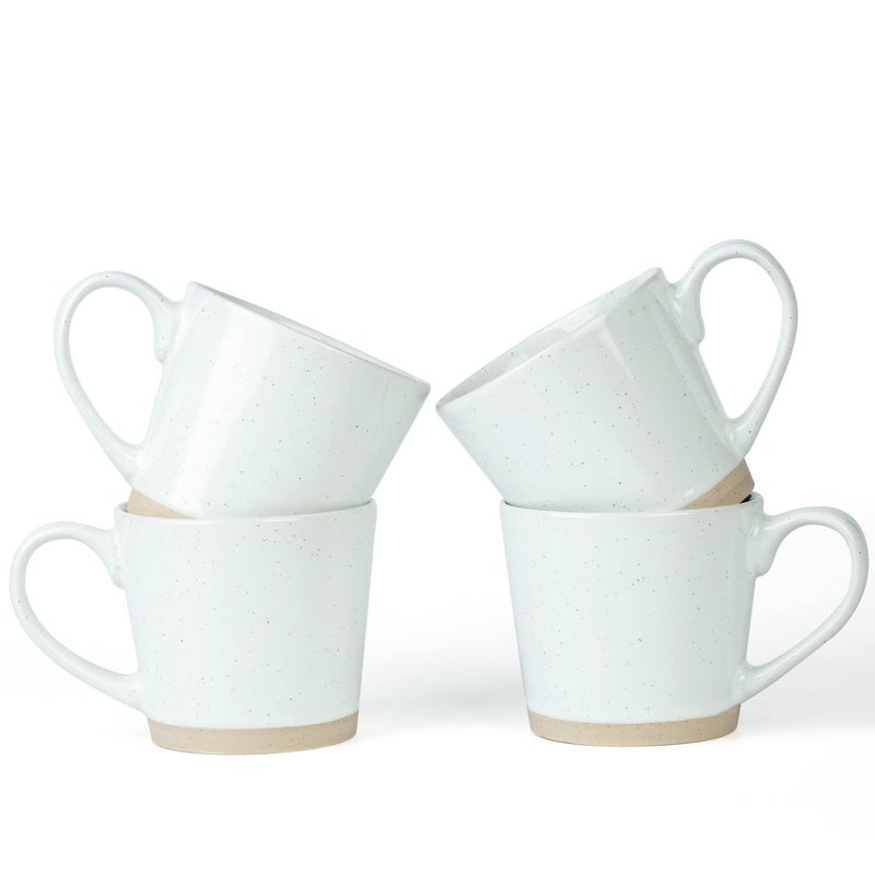 famiware Coffee Mugs for 4 12 oz Mug Set Dringking Cup with Handle for Coffee Tea Cocoa Milk Saturn serise White