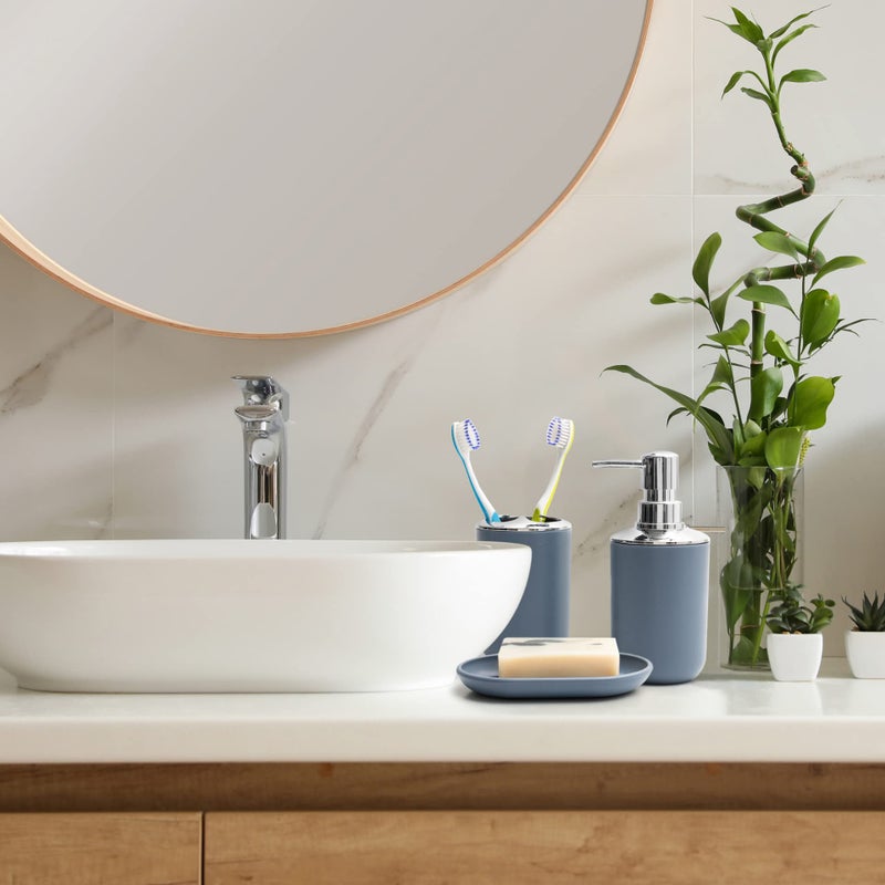 Moss & Stone 6 pcs Bathroom Accessories Set, Bathroom Decor Sets Includes Soap Dispenser, Toothbrush Holder, Toothbrush Cup, Soap Dish, A Complete Bathroom Accessories Blue Set - Image 5