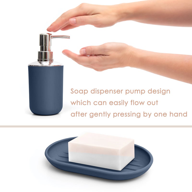 Moss & Stone 6 pcs Bathroom Accessories Set, Bathroom Decor Sets Includes Soap Dispenser, Toothbrush Holder, Toothbrush Cup, Soap Dish, A Complete Bathroom Accessories Blue Set - Image 3