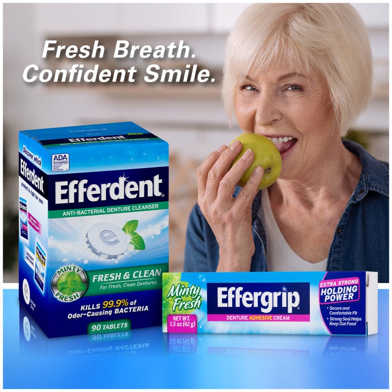 Effergrip Denture Adhesive Cream, Minty Fresh, 1.5 Oz, Zinc-Free Formula with Extra Strong Grip - Image 3