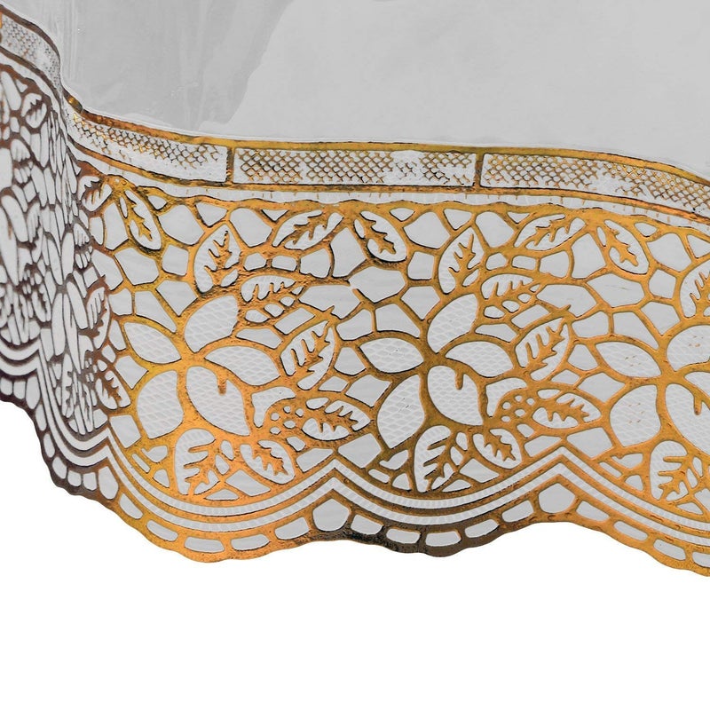 Kuber Industries PVC Golden Lace Round Table Cloth60 Inch Idol for Tea Coffee table Gold - Image 3