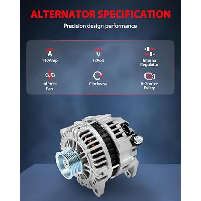CCIYU New Car Alternator Replacement for/Compatible with 2005-2007 For Nissan Frontier 2005-2007 For Nissan Pathfinder 2005-2007 For Nissan Xterra 11121, AHI0115, LR1110-725 - Image 5