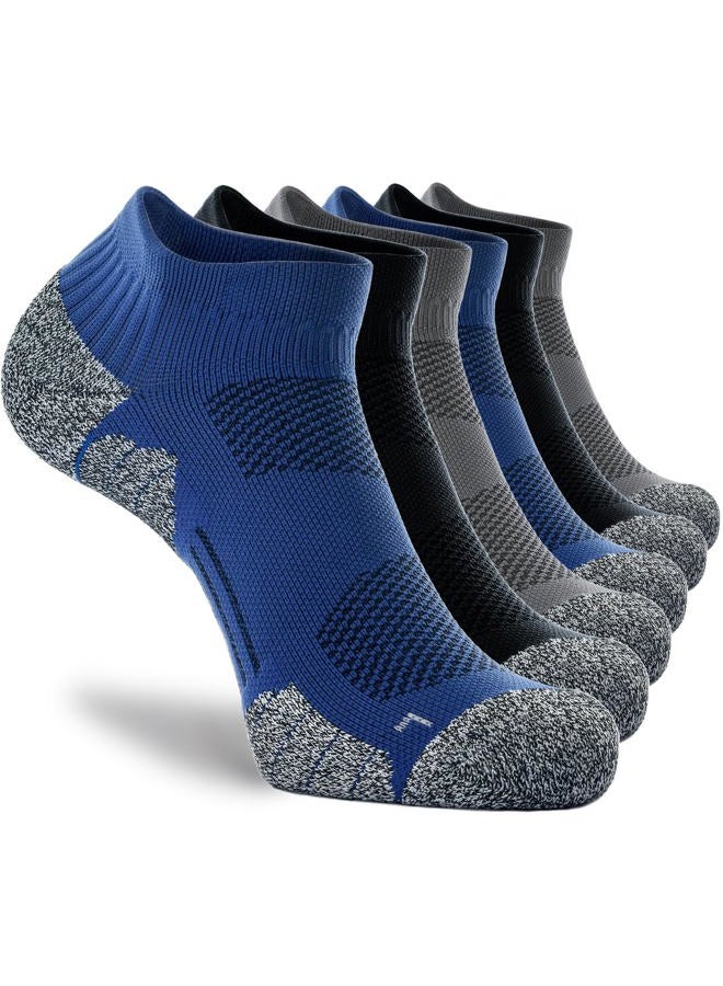 CWVLC Unisex Cushioned Compression Athletic Ankle Socks Multipack, 6-pairs Black Charcoal Royal, M (7.5-10 W US/ 6-8.5 M US) - Image 1