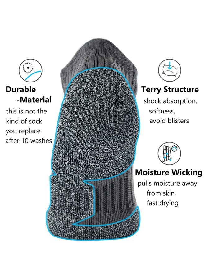 CWVLC Unisex Cushioned Compression Athletic Ankle Socks Multipack, 6-pairs Black Charcoal Royal, M (7.5-10 W US/ 6-8.5 M US) - Image 4