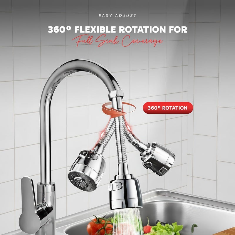 MIORAH Kitchen Tap Extender – 360° Rotating Faucet Extension for Kitchen Sink & Basin | Adjustable Water Flow & Easy Install - Image 4