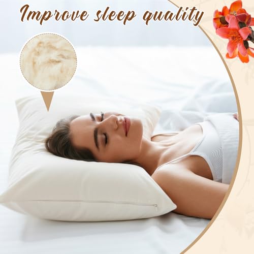 Leinuosen 1 Pack Organic Kapok Pillow 26" x 20" Natural Kapok Fiber Filled Sleeping Pillows with Breathable Cotton Shell, Adjustable Height Soft and Supportive for Comfort Sleeping(Classic) - Image 4