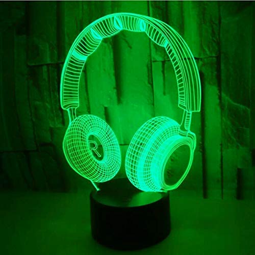 AZIMOM Headphone Headset 3D Illusion Lamp 16Color Night Light,Smart Touch Sensor & Remote Control Bedside Lamps Home Decoration Kids Boys Girls Women Birthday Gifts - Image 1