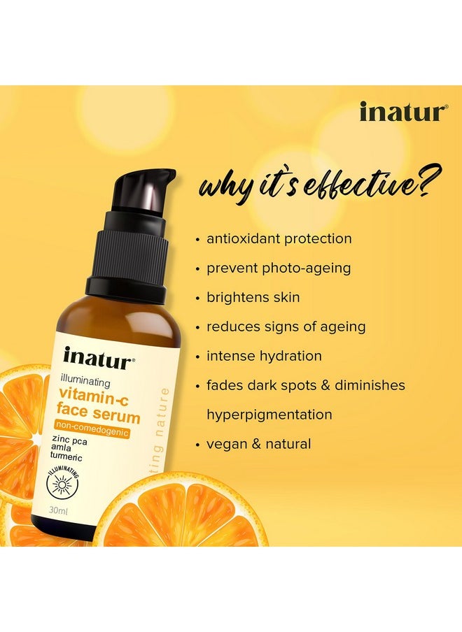INATUR Vitamin-C Face Serum| Skin Brightening, Glowing & Radiant Skin| With Hyaluronic Acid, Amla Extract, Gotukola, Lemon Oil| For All Skin Type| 30Ml  - Image 4