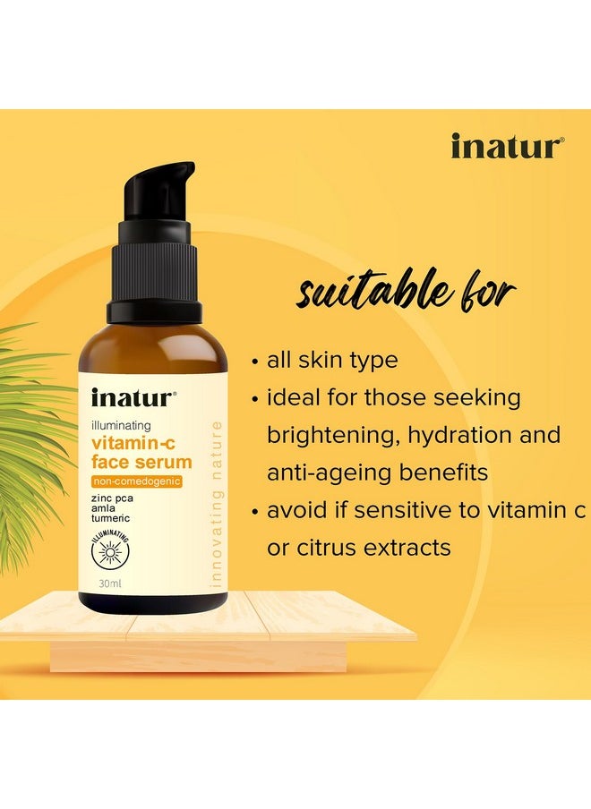 INATUR Vitamin-C Face Serum| Skin Brightening, Glowing & Radiant Skin| With Hyaluronic Acid, Amla Extract, Gotukola, Lemon Oil| For All Skin Type| 30Ml  - Image 5