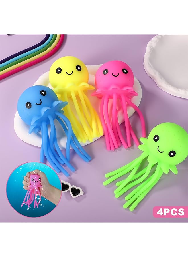 Excefore Octopus Bath Toy Novelty Rubber Smile Octopus Splash Balls Summer Cute Floating Kids Bath Toys For Kids Pool Toy Gift Bag Fillers(4Pcs) - Image 3