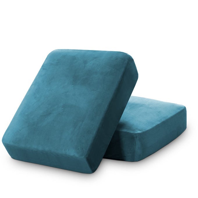 VELVET SOFA CUSHION COVERS STRETCH COUCH CUSHION COVERS FOR INDIVIDUAL SEAT COUCH SLIPCOVER SETS FURNITURE PROTECTOR FOR LOVESEAT SOFA CUSHIONEACH WIDTH UP TO 295 BLUE