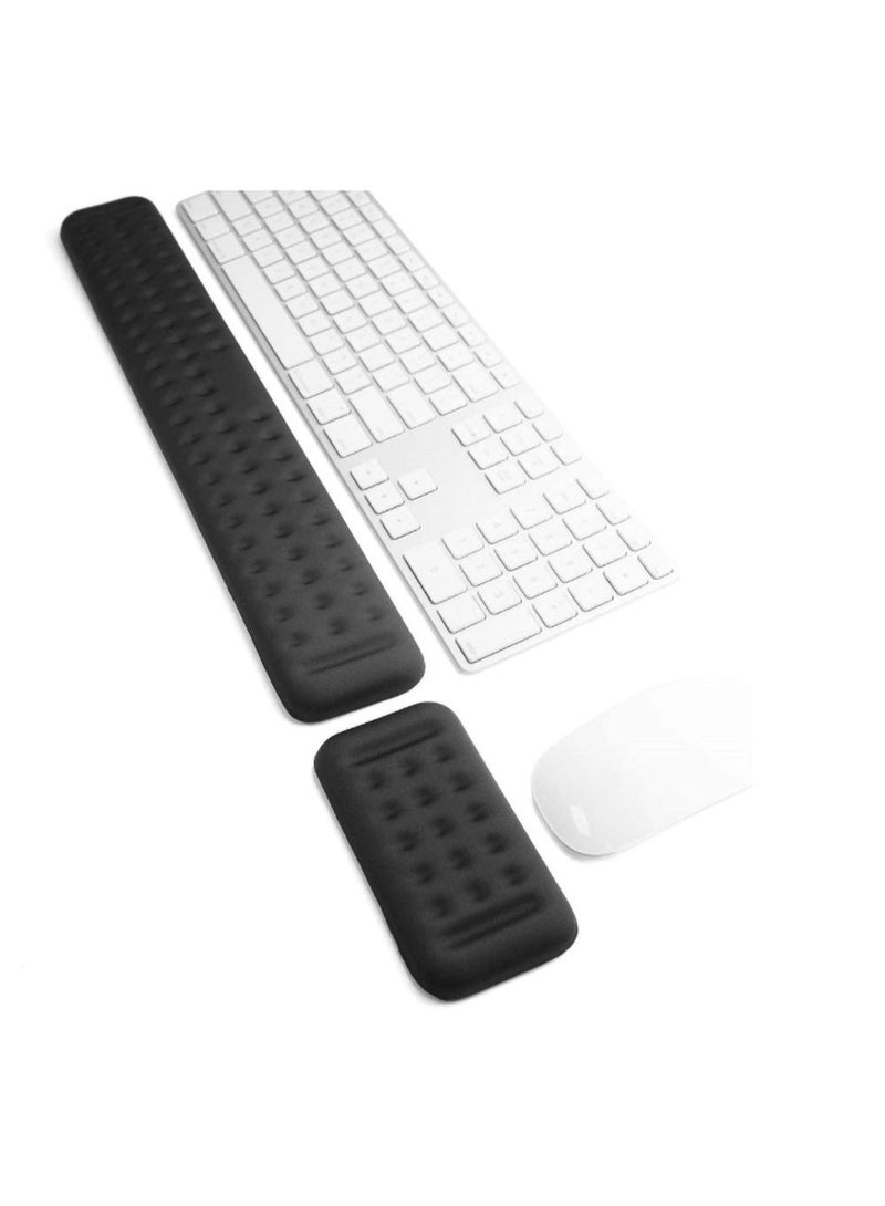 CLOUDFOUR Memory Foam Keyboard & Mouse Wrist Rest Pad, Ergonomic Keyboard Wrist Rest, Wrist Support Pad, Keyboard Support, Pain Relief Easy Typing for Desktop Computer, Home, Office & Laptop (Black.) - Image 1