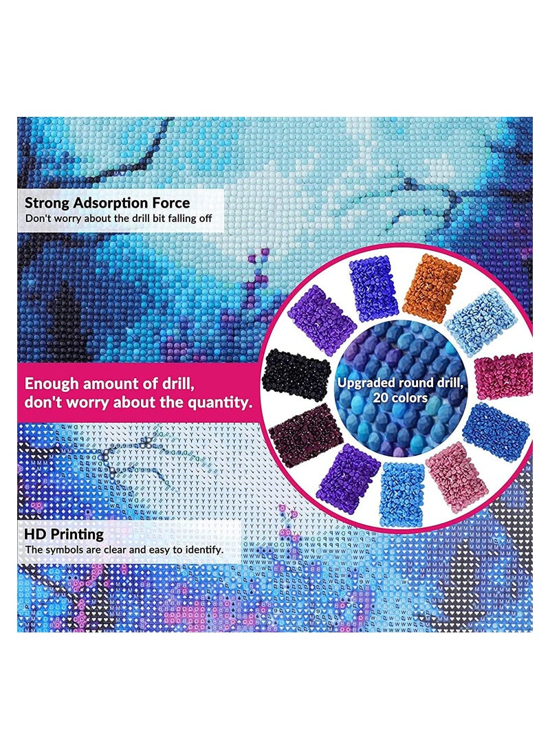 سيوسي أطقم طلاء ماسية خماسية الأبعاد للأطفال والكبار ، مثقاب كامل لأعمال فنية ماسية مستديرة للمبتدئين ، طلاء بالماس لهدايا الأعياد ، ديكور جدران المنزل ، 12 × 16 بوصة (ماونتن فالي مون) - Image 3