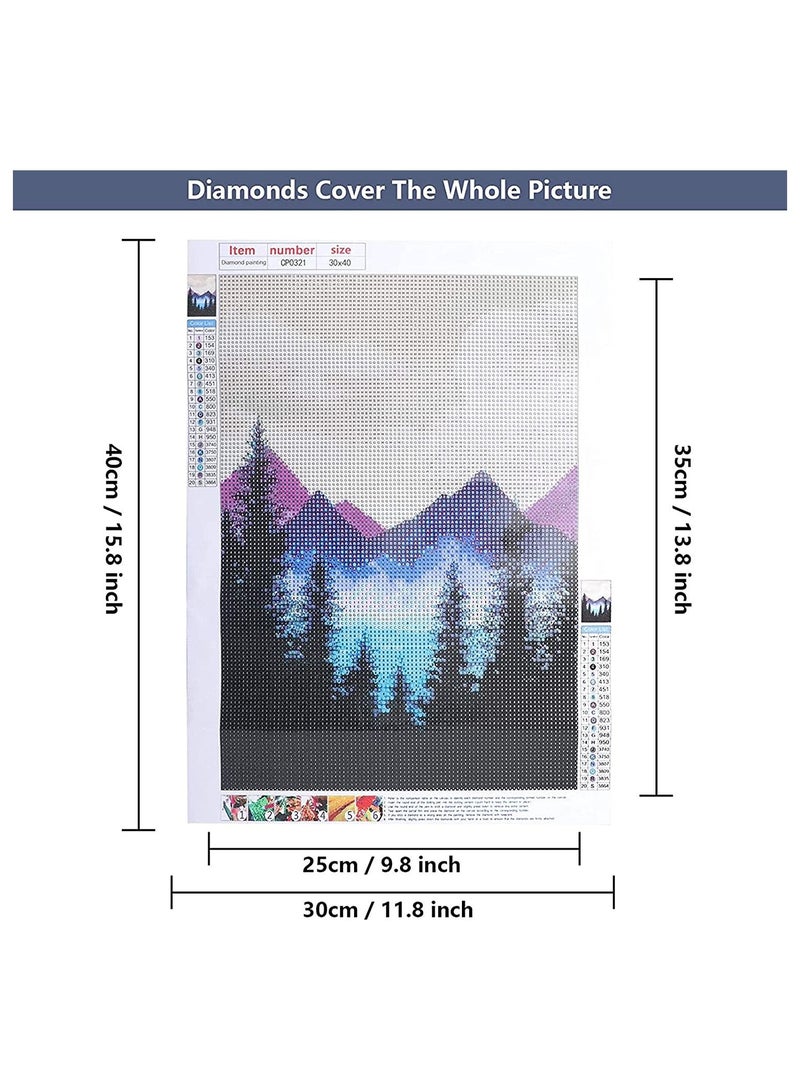 سيوسي أطقم طلاء ماسية خماسية الأبعاد للأطفال والكبار ، مثقاب كامل لأعمال فنية ماسية مستديرة للمبتدئين ، طلاء بالماس لهدايا الأعياد ، ديكور جدران المنزل ، 12 × 16 بوصة (ماونتن فالي مون) - Image 4