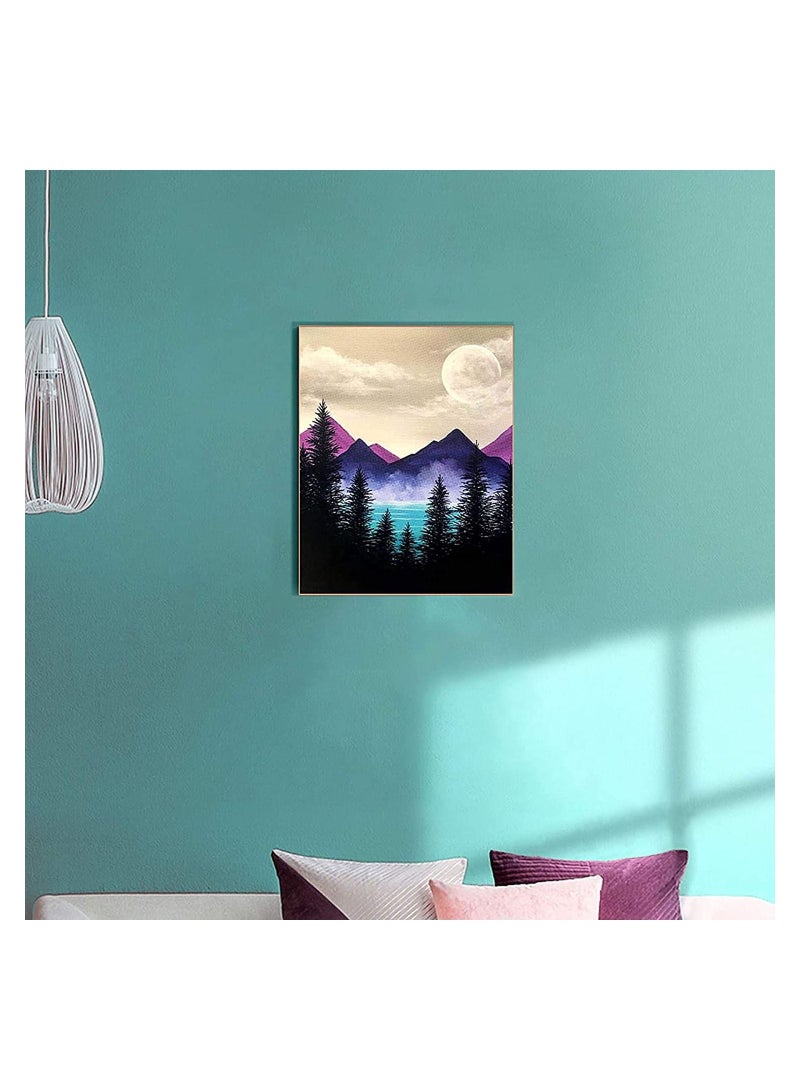 سيوسي أطقم طلاء ماسية خماسية الأبعاد للأطفال والكبار ، مثقاب كامل لأعمال فنية ماسية مستديرة للمبتدئين ، طلاء بالماس لهدايا الأعياد ، ديكور جدران المنزل ، 12 × 16 بوصة (ماونتن فالي مون) - Image 2