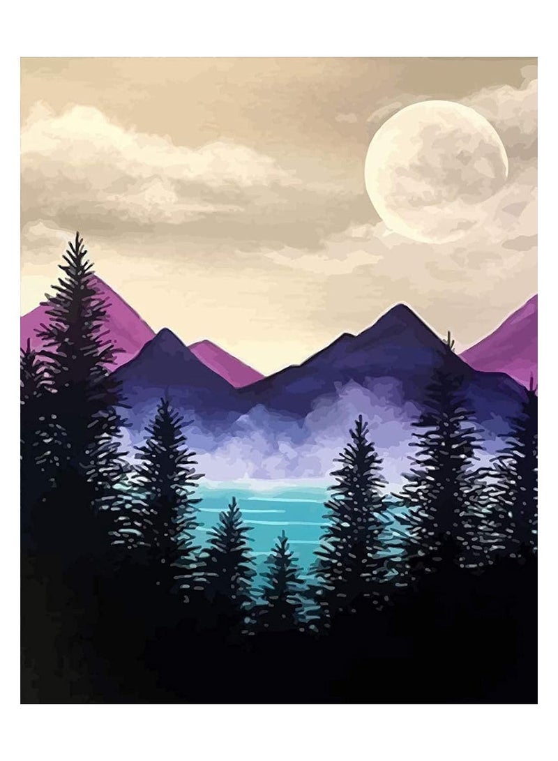 سيوسي أطقم طلاء ماسية خماسية الأبعاد للأطفال والكبار ، مثقاب كامل لأعمال فنية ماسية مستديرة للمبتدئين ، طلاء بالماس لهدايا الأعياد ، ديكور جدران المنزل ، 12 × 16 بوصة (ماونتن فالي مون) - Image 1