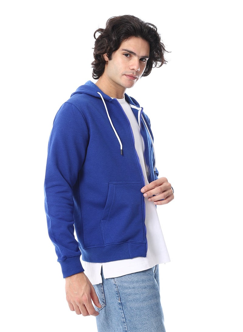 Andora Zipper Closure Hooded Fleeced Sweatshirt_Royal Blue - Image 2