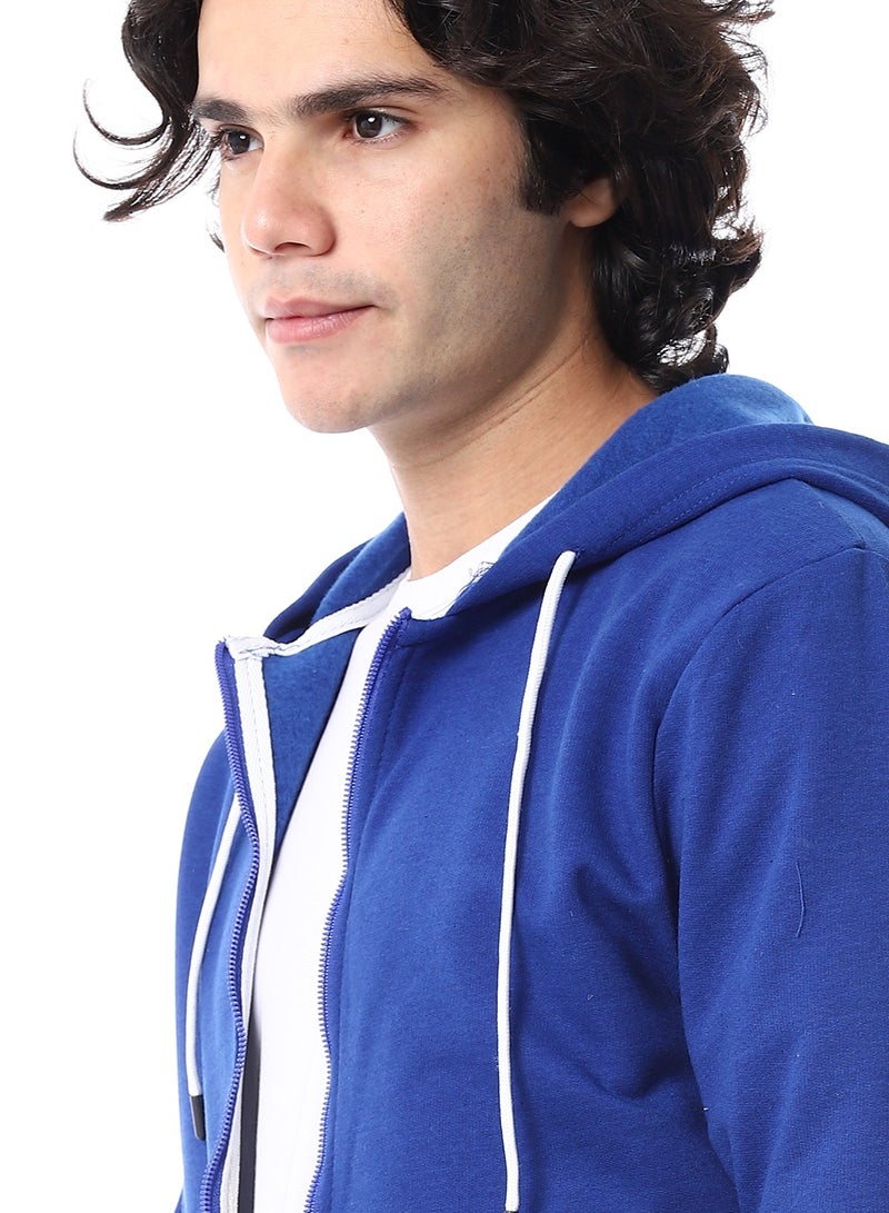 Andora Zipper Closure Hooded Fleeced Sweatshirt_Royal Blue - Image 4