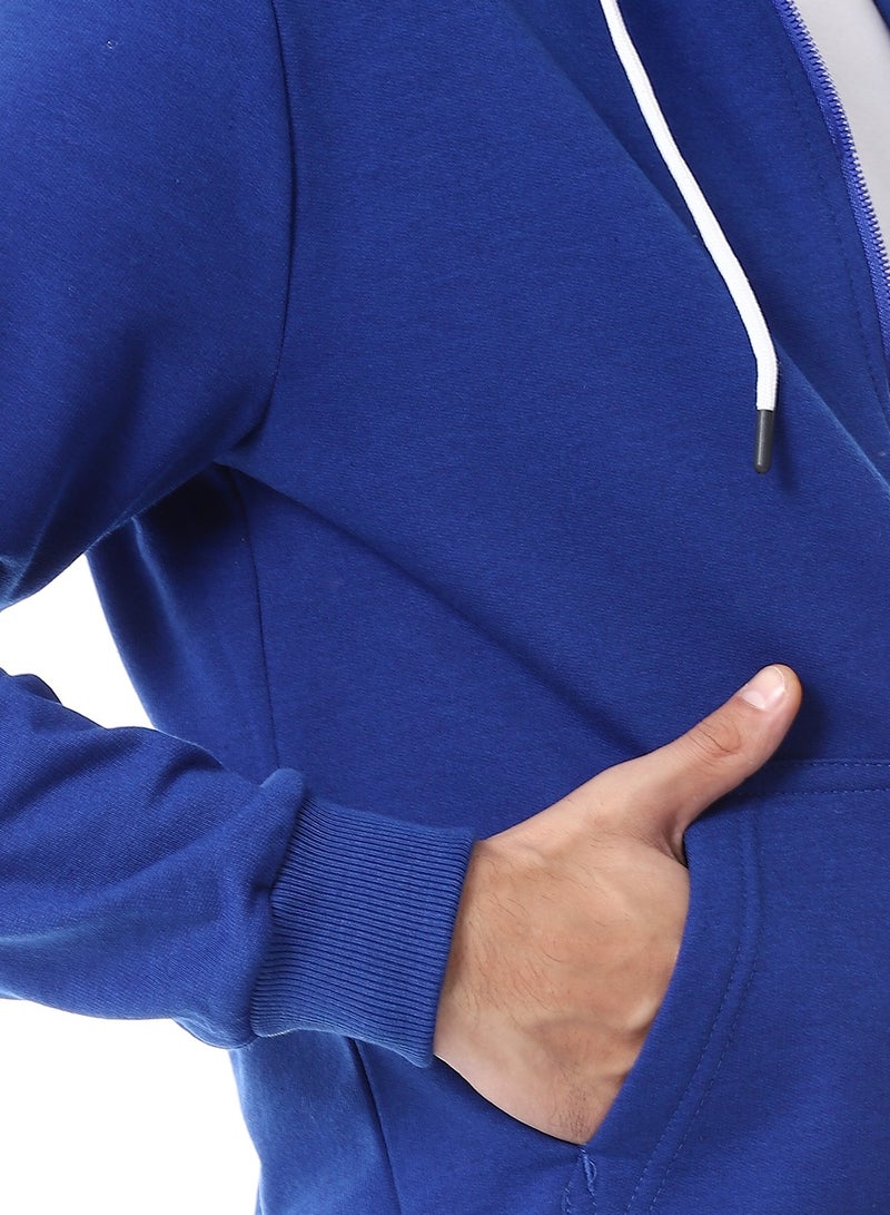 Andora Zipper Closure Hooded Fleeced Sweatshirt_Royal Blue - Image 5