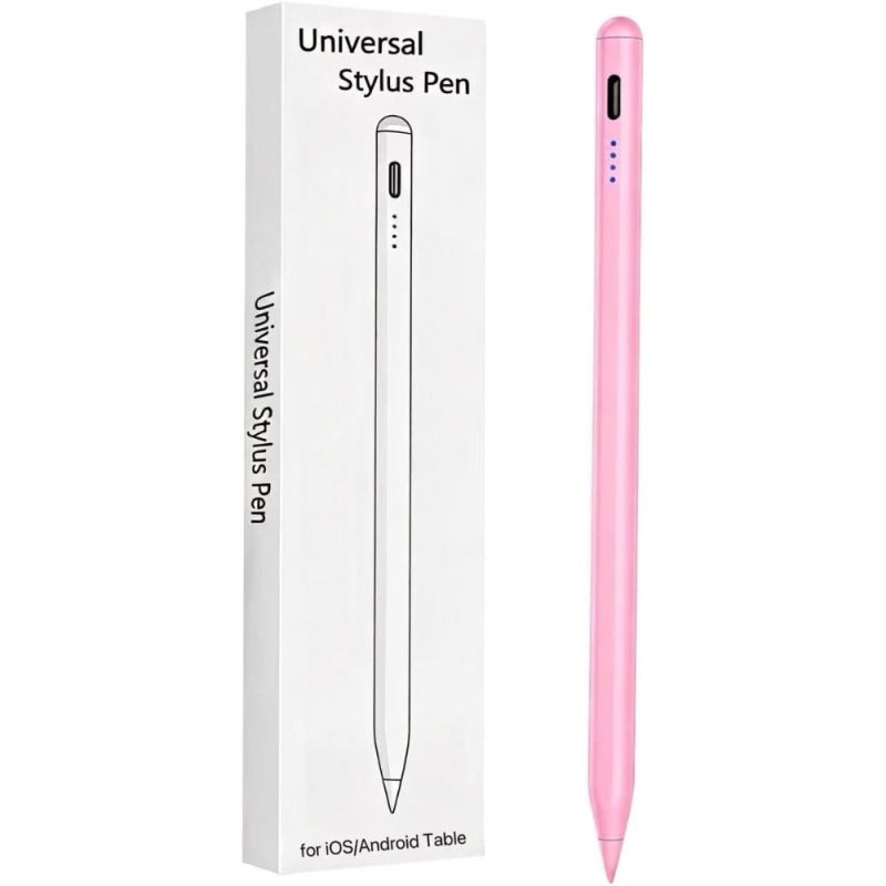 Capacitive Stylus For Android Tablets With High-Precision Fine Tip Universal Compatibility Touch Screen Pen - Four-Light Battery Indicator Sleek Pink Design Long-Lasting Digital Pen For Note Taking Dr - Image 1
