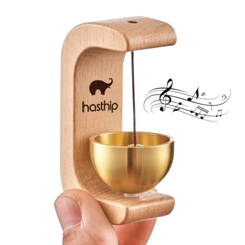 HASTHIP® Beech Wooden Door Chime with Brass Bell, Dopamine Door Bell for Home, Self-Adhesive Magnetic Doorbell, Serene Acoustic for Home & Shop, Shopkeepers Door Chime, Ideal Housewarming Gift - Image 1