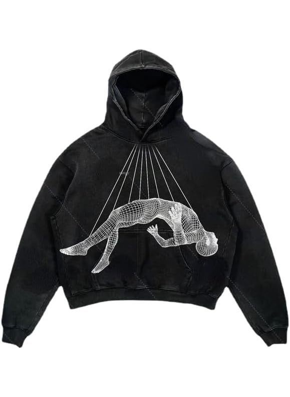 Generic - New Hiphop Green Zip Hoodie Men Urban Harajuku Anime Print Long Sleeve 5 Wash Old Hoodies - Image 1