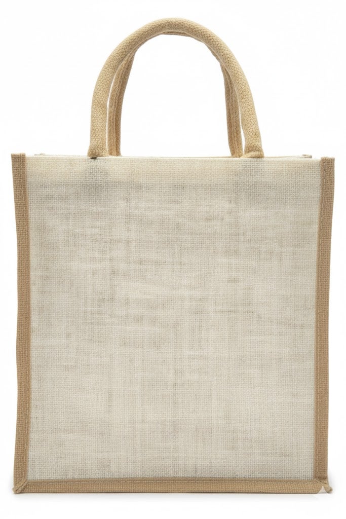 12 PIECES -Jute Wine (TOTE)  Bottle Bag with Jute Trim, Handles, Reusable Shopping Bag (Without Button) 20 X 35 X 10 - Image 1