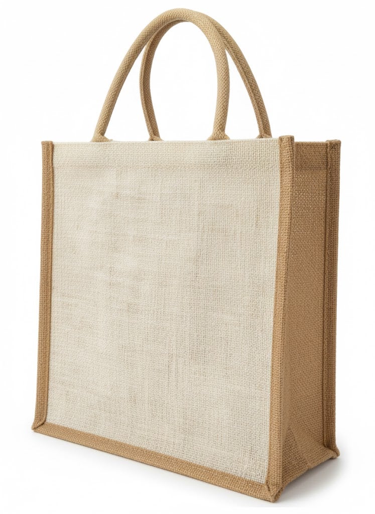 12 PIECES -Jute Wine (TOTE)  Bottle Bag with Jute Trim, Handles, Reusable Shopping Bag (Without Button) 20 X 35 X 10 - Image 2