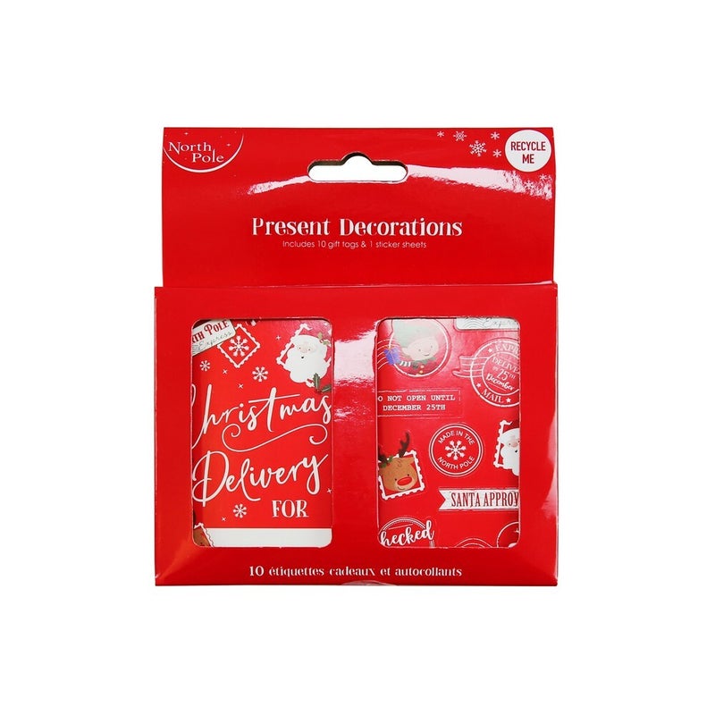 Eurowrap 10-Piece Kids Christmas Gift Tags & Sticker Sheet – Festive Holiday Tags for Presents, Christmas Party Favors, Seasonal Gifting, Holiday Celebration, and Gift Personalization - Image 1