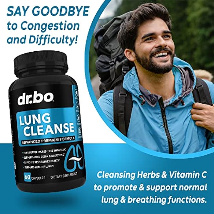 dr.bo Lung Cleanse Support Supplement - Respiratory Supplements to Quit & Stop Smoking Aids - Herbal Detox for Lungs & Bronchial Health - Smokers Cleanser Breathe Aid for Mucus Clear Relief - 60 Capsules - Image 3