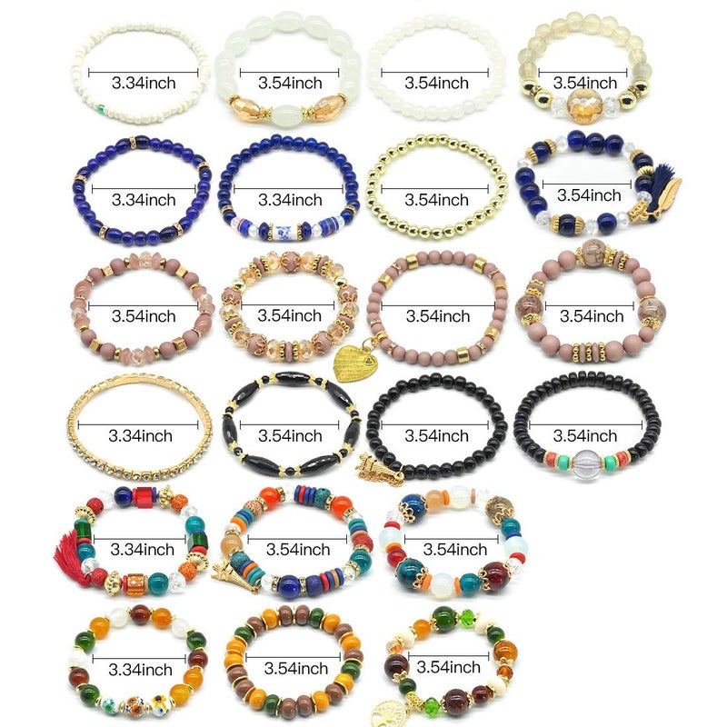VONRU Bohemian Bracelet Sets for Women 6 Sets Stackable Stretch Multi-color Boho Hippie Dainty Jewelry Best Friend Gift (Bead bracelet set for women) - Image 2