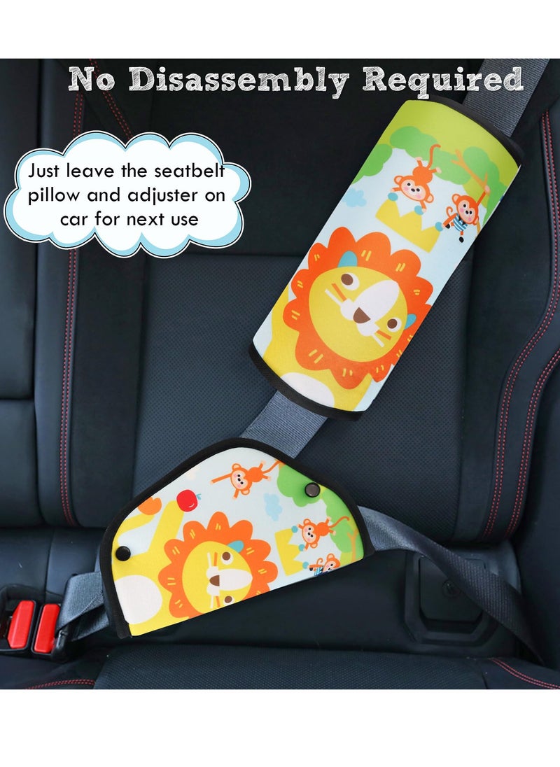 Generic Kids Seat Belt Cover Set with Pillow and Adjuster for Car Safety, 2 Pcs Soft Seatbelt Strap Covers for Comfortable Travel  - Image 3