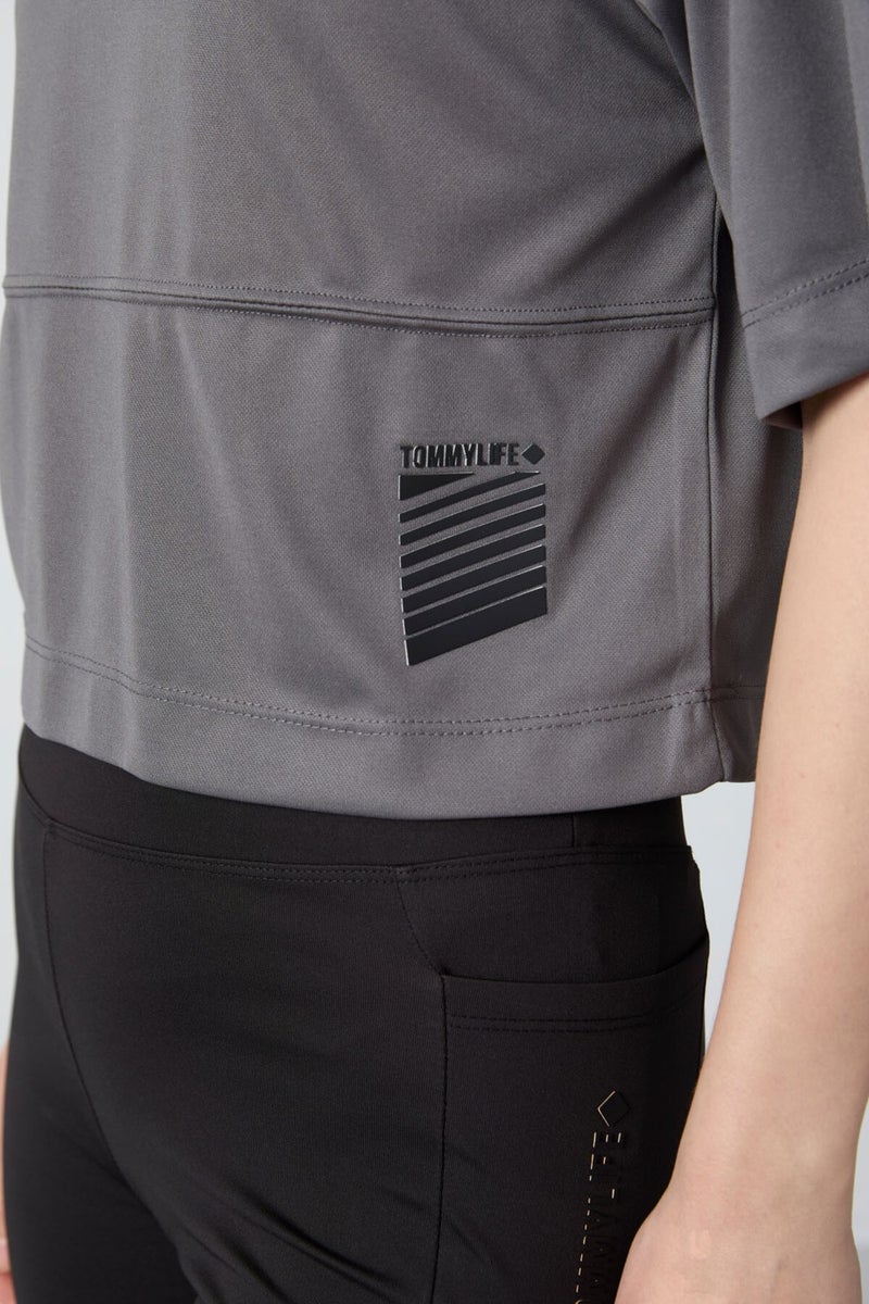 Tommy Life Dark Gray Polyester Breathable Textured Thin Flexible Oversize Fit Performance Women's T-Shirt - 97284  - Image 2