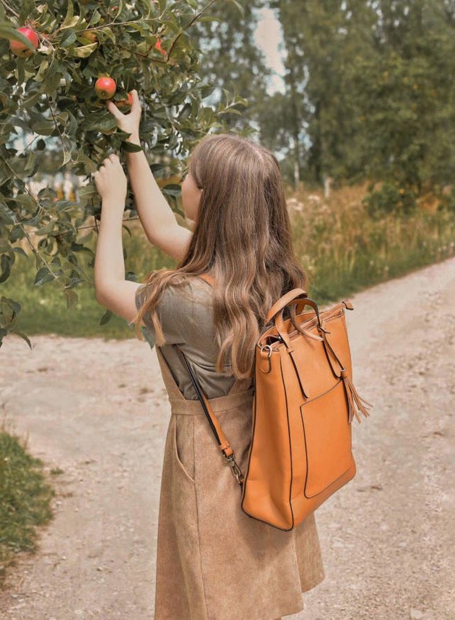 ECOSUSI Tote Bag Convertible Backpack for Women Vegan Leather Handbag Multifuction Shoulder Bag - Image 2