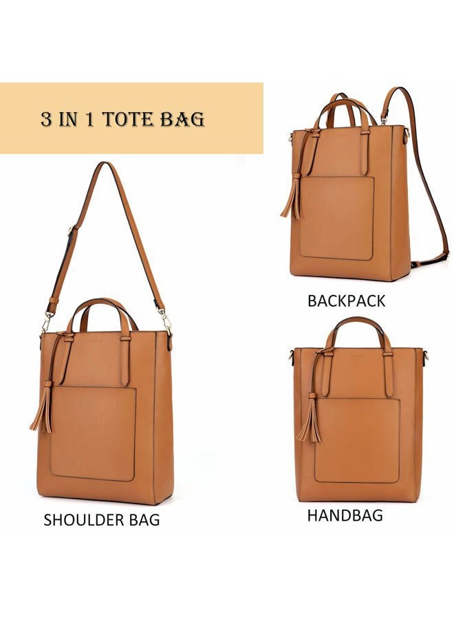 ECOSUSI Tote Bag Convertible Backpack for Women Vegan Leather Handbag Multifuction Shoulder Bag - Image 4