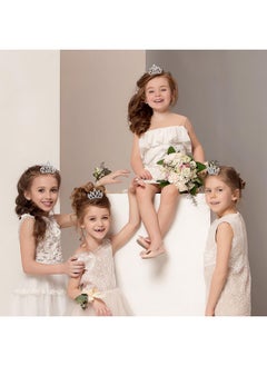 minkissy minkissy 4pcs Crown Comb Hair Clips Medium Girl Hair Clips Combs for Kids Cute Tiaras Small Rhinestone Tiara Mini Rhinestone Mini Tiara Crowns for Little Girls Kids Party Headdress Silver  - Image 2