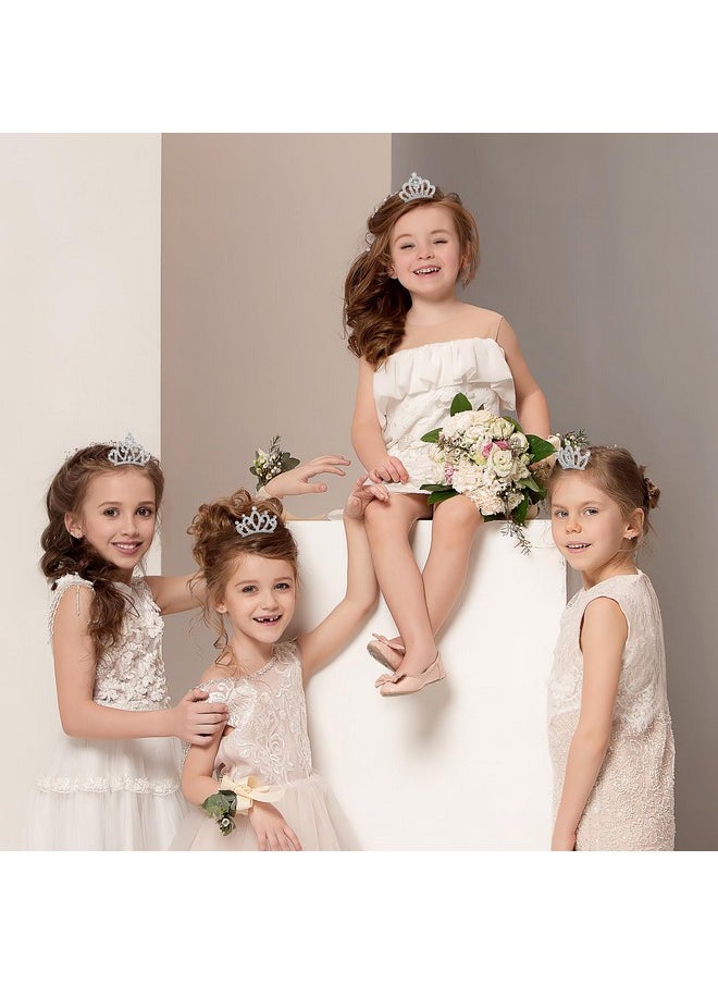 minkissy minkissy 4pcs Crown Comb Hair Clips Medium Girl Hair Clips Combs for Kids Cute Tiaras Small Rhinestone Tiara Mini Rhinestone Mini Tiara Crowns for Little Girls Kids Party Headdress Silver  - Image 2