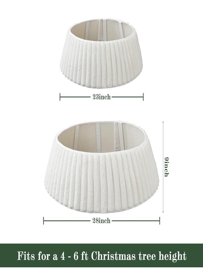 Bunny Chorus Christmas Tree Collar, Rustic White Luxury Plush Faux Fur Tree Collar with Stripe Textured Pattern, Soft Fluffy Xmas Tree Ring Boho Tree Skirt for Holiday Decorations Indoor Home Decor - Image 2