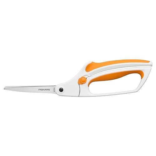 Fiskars Easy Action Scissors No 8 SpringAssisted SoftGrip Bent Handle Reduces Hand Fatigue Precision Stainless Steel Blades for Clean Tabletop Cutting Ambidextrous Design Stainless Steel - Image 1