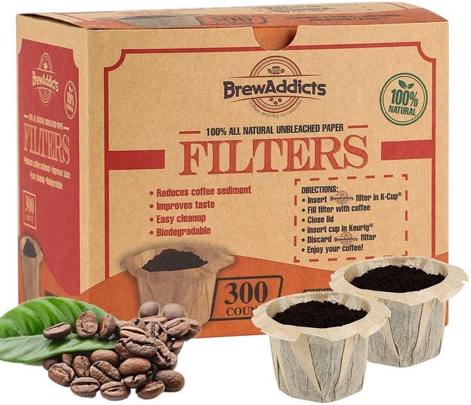 300 PAPER COFFEE SINGLEUSE FILTERS BROWN ALLNATURAL UNBLEACHED FOR KEURIG BREWERS AND COMPATIBLE WITH KCUP PODS 10 20 MODELS DISPOSABLE FILTERS