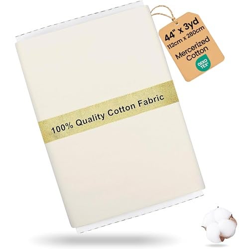 Craftido-19 Options-100% Cotton Fabric by The Yard in Solid Color 44”Wide by 3yd (9 ft) -Medium Weight 5.2 oz-Soft Cotton for Quilting, Sewing, Crafts, Binding, Backing and Lining - Ivory White - Image 1