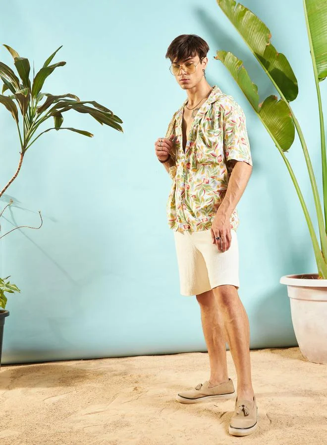 Mascln Sassafras Tropical Print Relaxed Fit Shirt by Styli