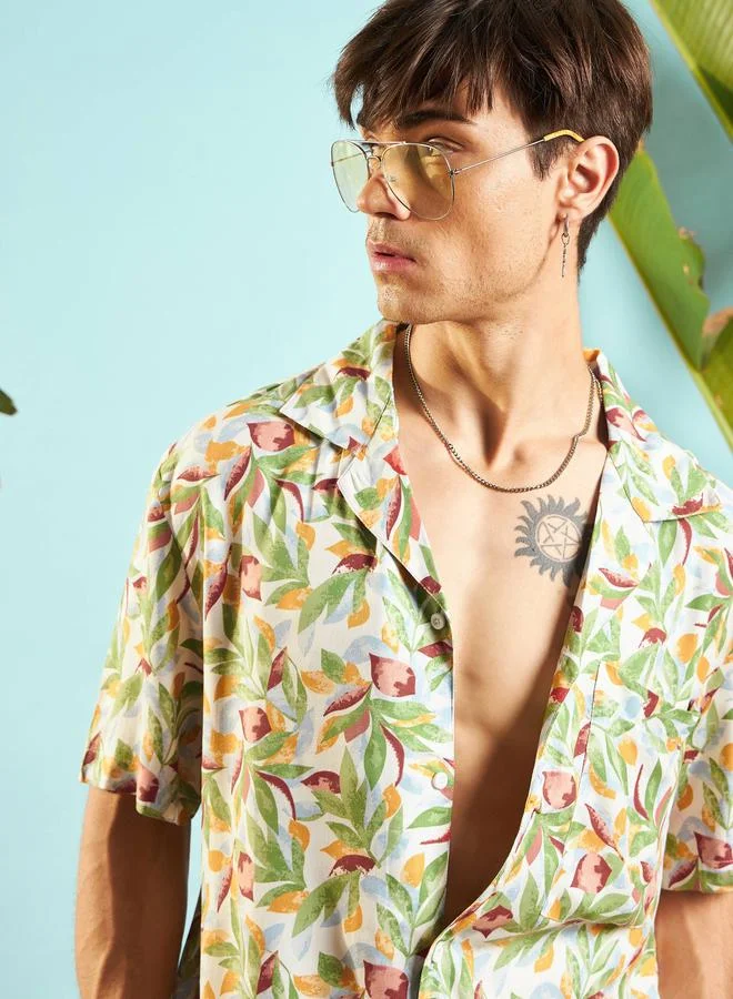 Mascln Sassafras Tropical Print Relaxed Fit Shirt by Styli