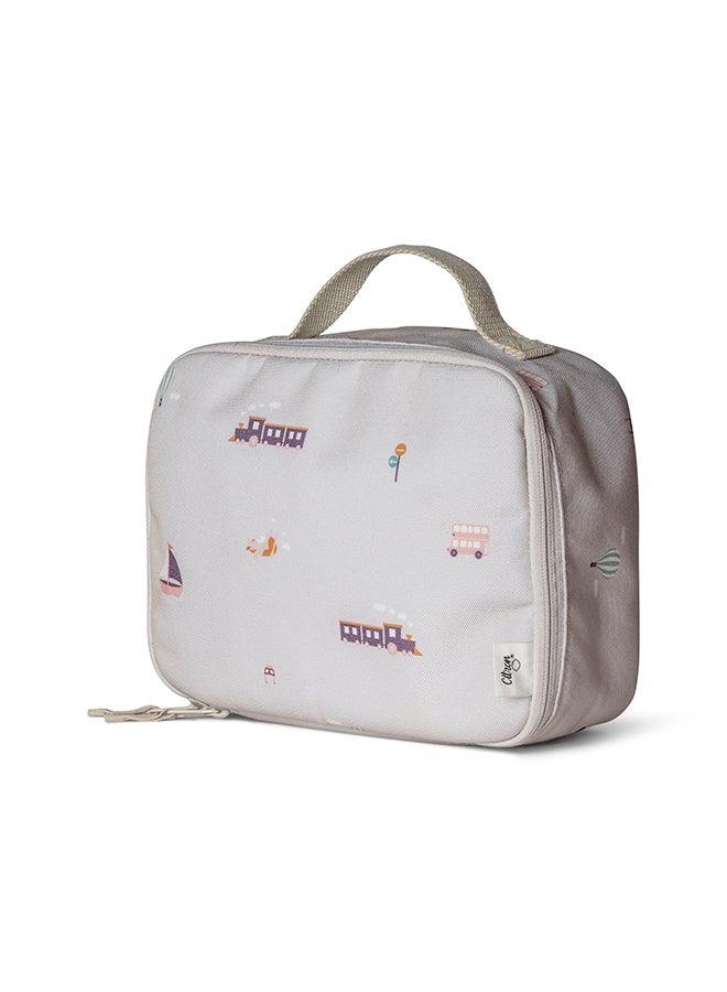 Citron Insulated Square Lunch Bag For Kids School, Bpa Free, Recycled Pet Material Lunch Bag - Vehicles - Image 4